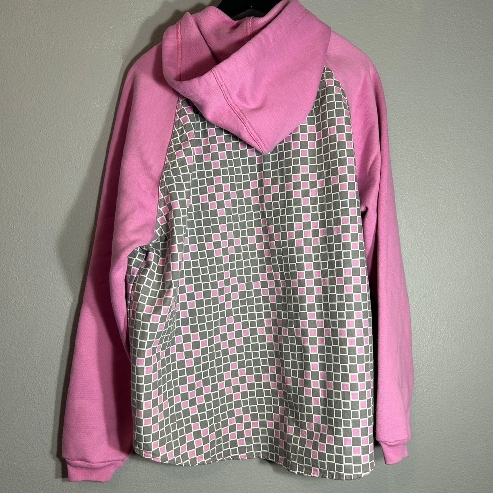 Levi's Hoodie Pullover Checkered Print Pink Gray Long Sleeve Menswear Casual - Picture 5 of 10
